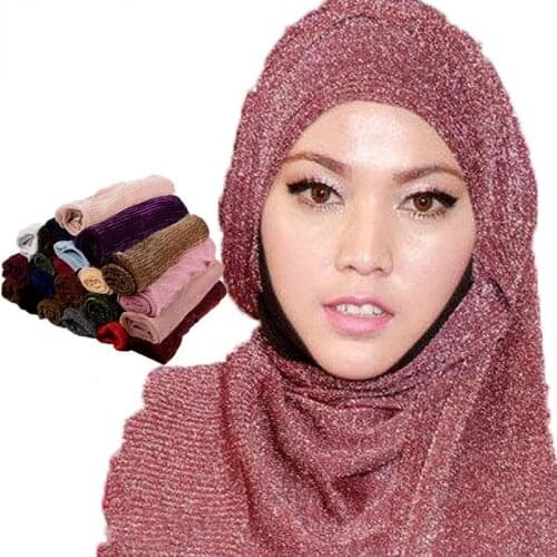 Gold Thread Nylon Solid Color Womens Scarf Headband National Style