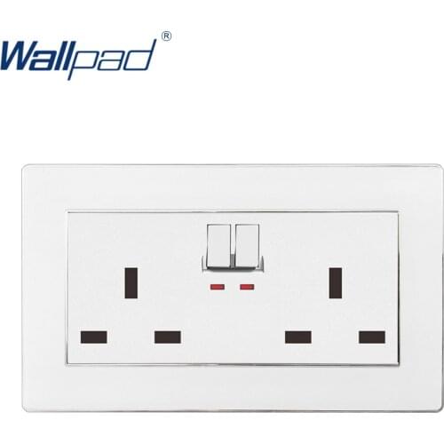 146 Double 13A UK Standard Switched Socket Wallpad Luxury Acrylic Panel 110V-250V 146*86mm