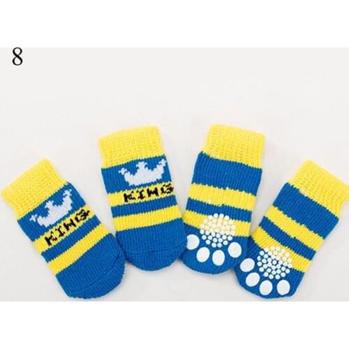 4pcs Cotton Cartoon Anti Slip Socks Warm Puppy Dog Socks Soft Pet Knits Sock Warm Puppy Dog Shoes Small Medium Dogs Pet Product