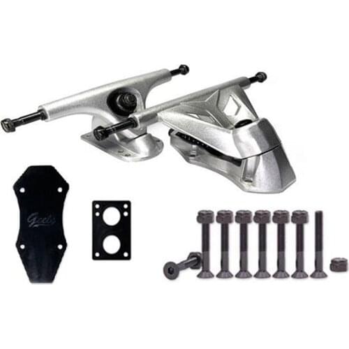 GEELE 6Inch C7 Ground-Free Rotating Bracket Silver 2Nd Generation Land Surfing Skateboard Bridge CX4 Longboard Ski Bridge