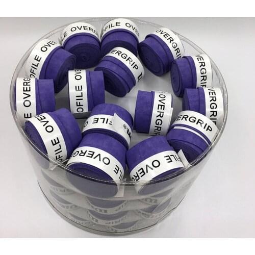 60pcs Anti-slip Tennis overgrips PU Dry Feel squash rackets Overgrips Sweat absorbed wraps taps badminton racket grips (purple)
