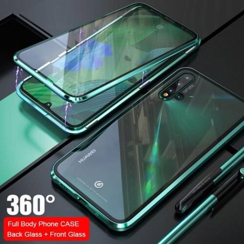 Full Body Cover Case For Huawei Nova 5 Magnetic Case For Nova 5 Pro Case Front+Back double-sided 9H Tempered Glass Nova5 Case