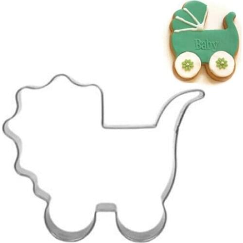 1PC Cute Stainless Steel Baby Stroller Cookie Cutter Kitchen Baking Pastry Tools Cookie Biscuit Decorating Tools Metal Cutter