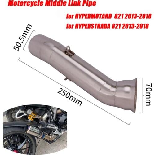 For Ducati Hypermotard 821 HYPERSTRADA 821 2013-2018 Motorcycle Middle Link Pipe Exhaust Connect Tube Stainless Steel System