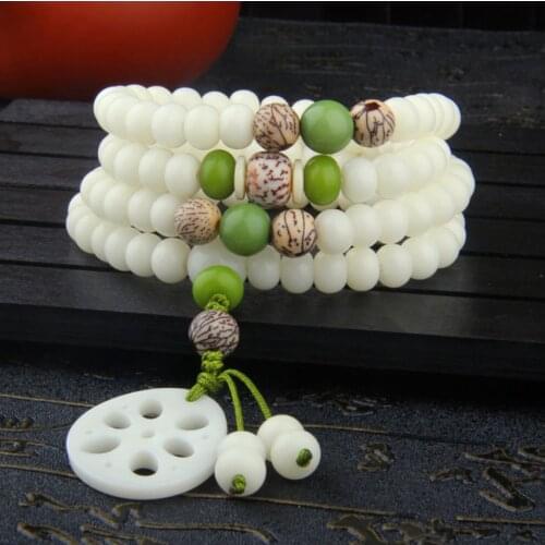 Ethnic Style Handmade Weave White Quartz Stone Round Beads Bracelet for Gift Spiritual Jewelry
