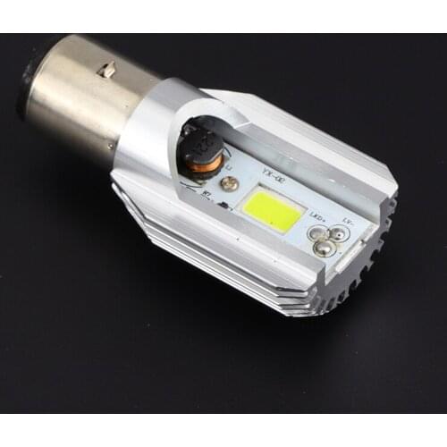 1x DC 6-80V 12W WL LED Motorcycle Headlamp COB BA20D Ampoule moto-phares