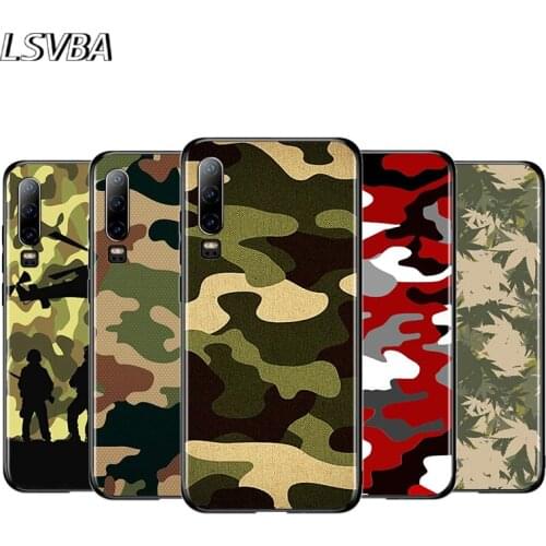 Camouflage Pattern For Huawei P40 P30 P20 P10 P9 P8 Lite E 5G 2017 2019 Pro Plus Black Phone Case