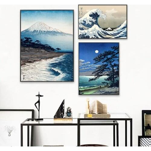 Vintage Japanese Landscape Poster Prints Wave Kanagawa Art Canvas Painting Wall Pictures For Living Room Oriental Home Decor