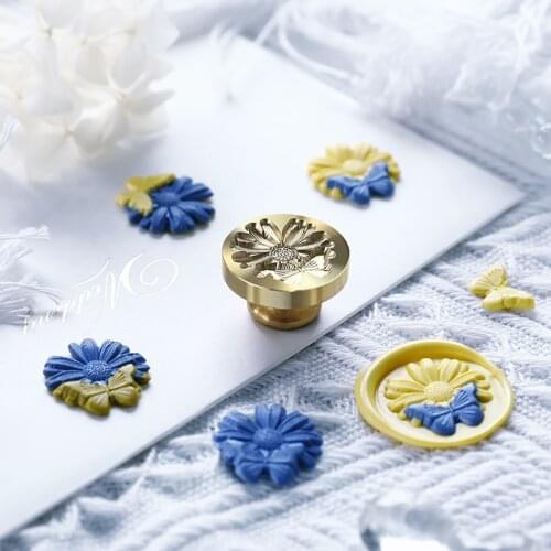 Beautiful Butterfly Love Flower Wax Stamp Flower Field Series 3D Embossed Wax Seal Halloween Card Decoration Fire Paint Seal