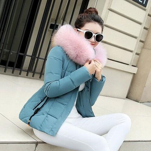 2021 new Winter cotton jacket female parka cotton short section large fur collar cotton female Korean winter jacket