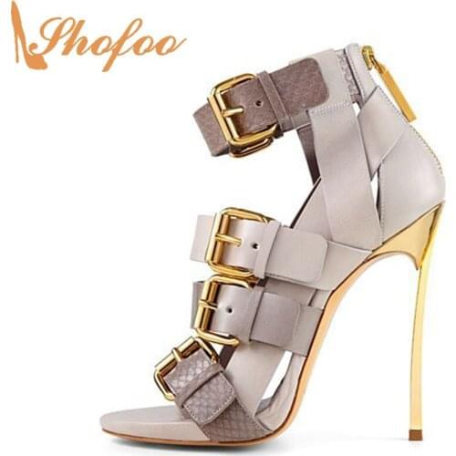 Snake Summer Ankle Boots Woman High Thin Heels Open Toe Buckles Zipper Shoes Large Size 13 15 Ladies Fashion Booties Shofoo