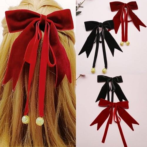Fashion Sweet Girls Hairgrips Elegant Long Streamer Ribbon Big Bow Hair Clip Female Gift Barrettes Hairpins Hair Accessories
