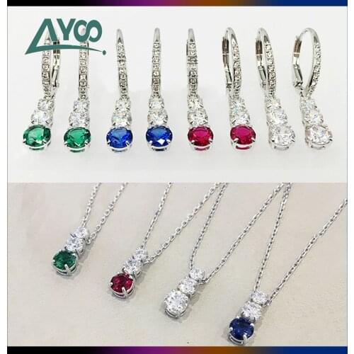 Fashion Jewelry SWA Charm Simple Color Crystal Bose Crystal Water Droplets Female Earrings Romantic Gift For Women