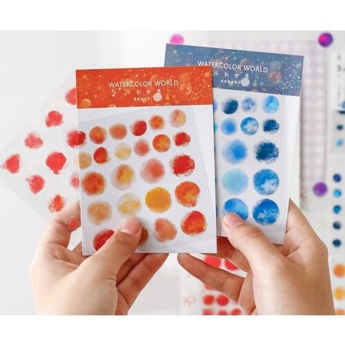 2pcs/pack Watercolor Polka Dot Sticker Salt Ins Style Label Creative Round Seal PET Paste Hand Stickers