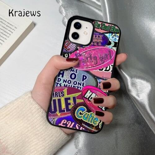 Krajews Y2K Stickers coque Phone Case for iPhone 12 mini 5 6S 7 8 PLUS X XS XR 11 PRO MAX SE 2020 Back Cover Funda Shell