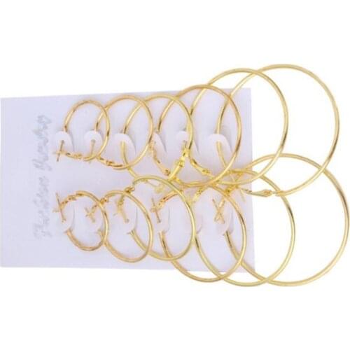 2019 New 6Pcs/Set Fashion Unisex Metal Geometric Hoop Earrings Jewelry Accessories Gifts