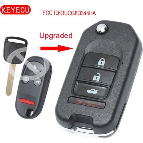 Keyecu Upgraded Flip Remote Key Fob 313.8MHz T5 Chip 3+1 Button for Honda 2002-2004 CR-V FCC ID: OUCG8D344HA
