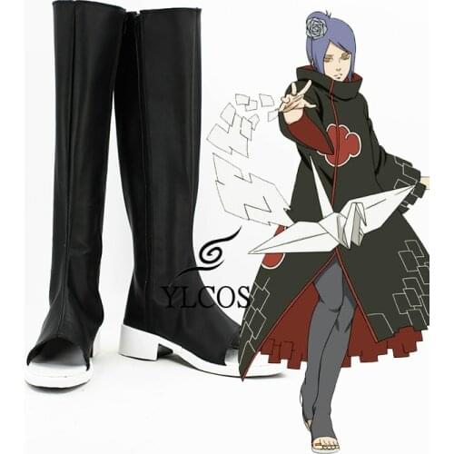 Anime NARUTO Akatsuki Konan Cosplay Shoes Halloween Party Leather Boots Custom Made