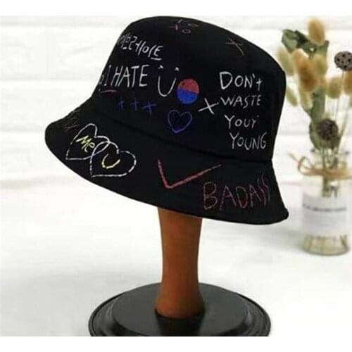 Unisex Fashion Harajuku Bucket Hat Outdoor Hip Hop Cap Art Graffiti Printed Mens Summer For Fisherman Hat Women 2020