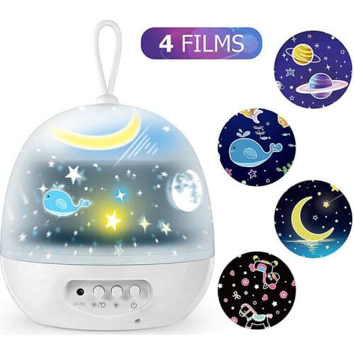 Dreaming Projector Star Moon Night Light Sky Rotating Operated Nightlight Lamp For Kids Baby Bedroom Nursery Kid Gifts