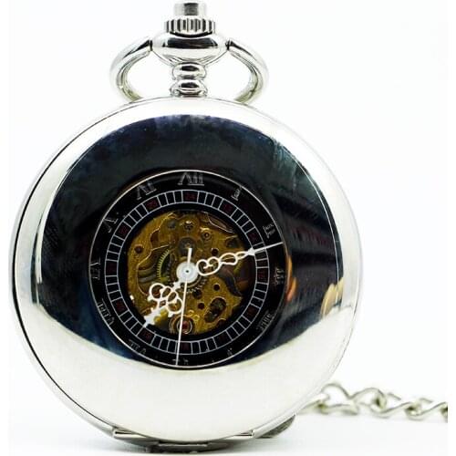 Luxury Steampunk Skeleton Mechanical Pocket Watches Sets Hand Wind Men Women Fob Chain Watch PJX1259