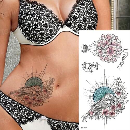 Sexy tattoo sticker flower geometric tattoo black sketches tattoo designs waterproof rose temporary tattoo for girls women body