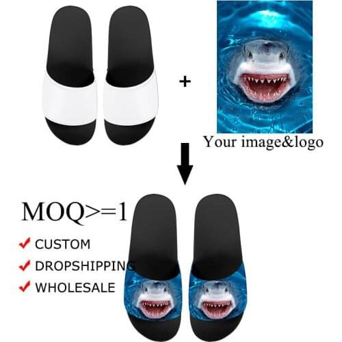 HYCOOL Slippers Man Blue Sea Shark Print Male Sandals Beach Shoes Man Summer Casual Comfortable Footwear Man Shoes for Teen Boys