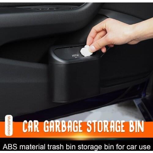 Car Trash Can Interior Organizer Storage Box Car Garbage Bag Press Sealed Trash Can Auto Storage Bin Accessories Car Organizer
