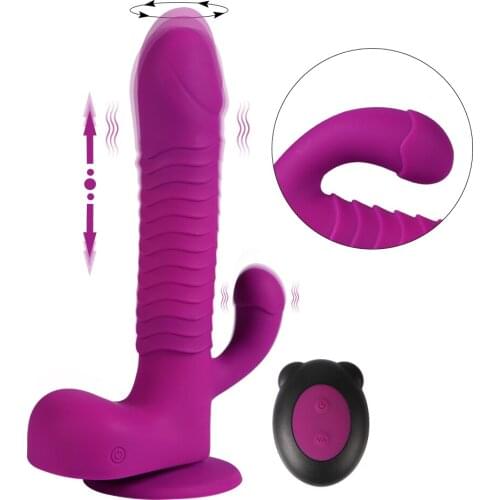 Rotating Telescopic Dildo Vibrator Remote Control Vagina G Spot Clitoris Simulator Sex Toys for Adults Women Female Masturbator