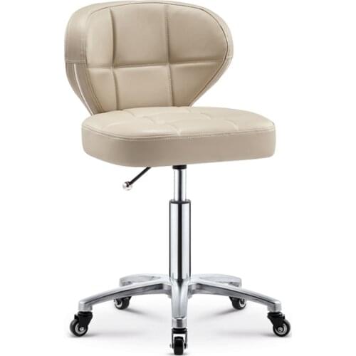 High-grade Beauty Stool Work Bench with Backrest Stainless Steel Nail Salon Barber Shop Chair Rotating Lift Explosion-proof