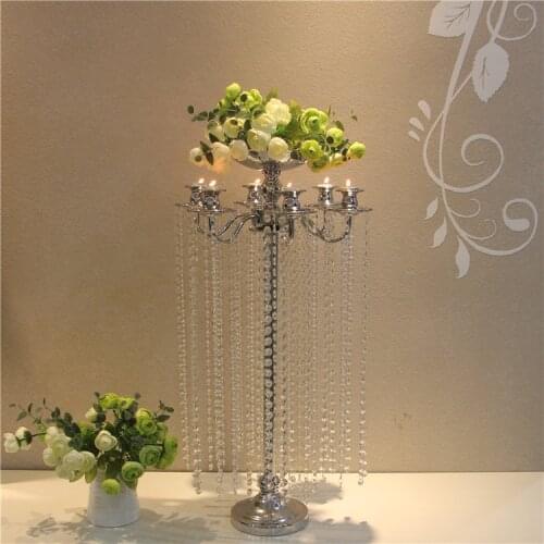 75cm Tall Silver Table Centerpiece Flower Stand candle holder candelabras Wedding Props