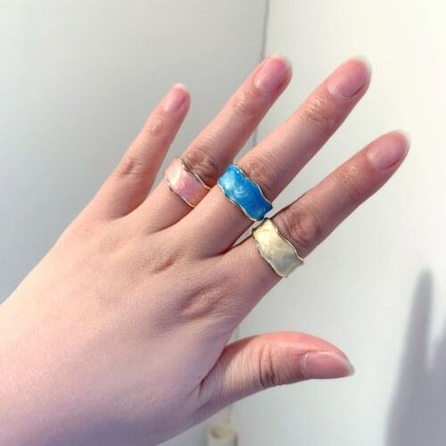 Miwens Irregular Metal Open Rings for Women Multicolor Maxi Dripping Oil Ajustable Rings Elegant Simple Paint Statement Ring