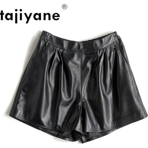 Tajiyane Womens Shorts Real Sheepskin Shorts Female Genuine Leather Trousers Woman Cloth Womenswear spodenki damskie TN2355