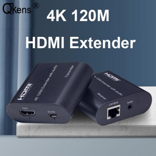 4K 120m HDMI Extender By Cat5e Cat6 Cable Extension HDMI 4K Extender Over RJ45 Ethernet Cord Audio EDID fr PC DVD Computer To TV