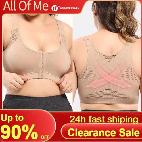 Front Closure Women Bra Posture Corrector Bralette Bras Plus Size Push Up Bra Female Brassiere Underwear Black/Apricot Lingerie