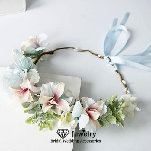 CC Garland Women Hair Accessory for Wedding Engagement Jewelry Bridal Headdress 100% Handmade Wreath Flower Hairbands Sale 58383
