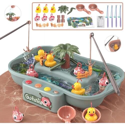 Childrens toys Magnetic Fishing goods Music Electric Circulation Fishing Duck Fishing Platform Water Play Game baby toy