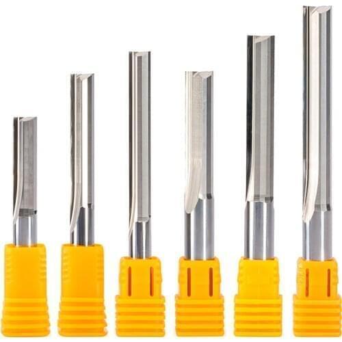 2pcs 6mm CEL 12mm 22mm 32mm 42mm 52mm Two Flutes Straight router bit wood CNC Engraving Milling Cutters Carbide End mill Tools