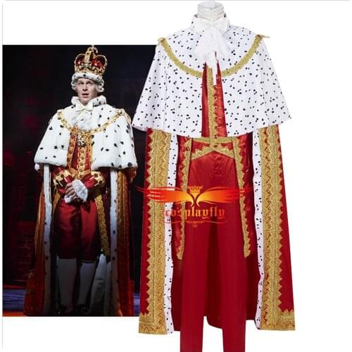 Hamilton King George III Angelica Schuyler Cosplay Costume Adult Men Outfits Medieval Trench Pants Blouse Cloak Halloween Cos