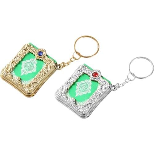 Mini Book Real Paper Pendant Keychain Metal Arabic Charm Jewelry