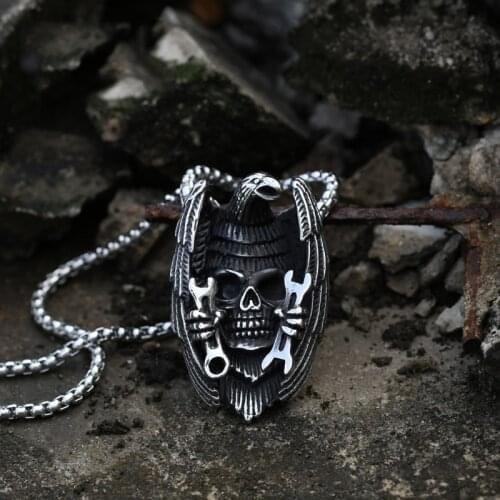 Fashion Eagle Skull Pendant Necklace Stainless Steel Hip Hop Necklace for Men And Women Cool Gothic Punk Biker Jewelry