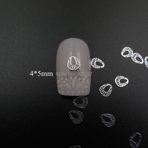 MS350-1 100pcs Silver Cute Drop Metal Sticker Nail Art Metal Sticker Nail Art Decoration Non-adhesive Sticker