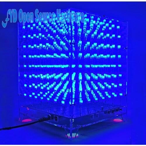 1set 8x8x8 3D LED LightSquared DIY Kit White LED Blue/Green/Pink Ray 3mm LED Cube Electronic Suite 5V power supply