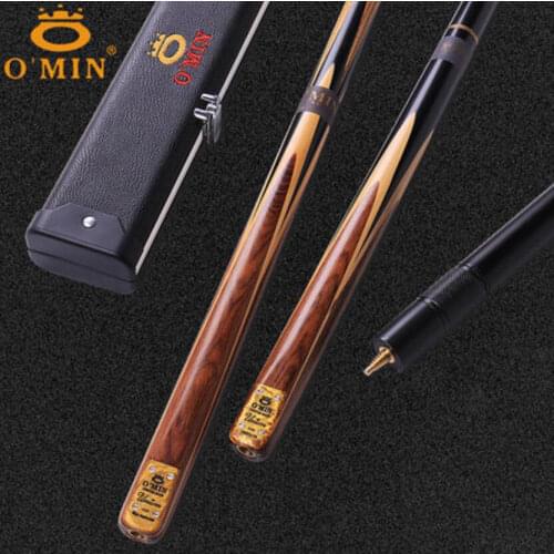 O'MIN Billiard Snooker 3/4 Cue/One Piece Cue Handmade 10mm Tip Advanced Ash Pass Split with Case Professional Black 8 Toughness