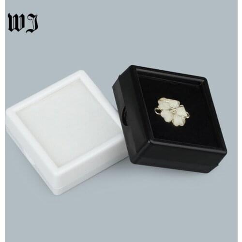 Wholesale 100pcs/lot 4cm x 4cm Diamond Display Box Square Beads Case Stone Box Gem Tray Plastic Black and White Organizer Holder