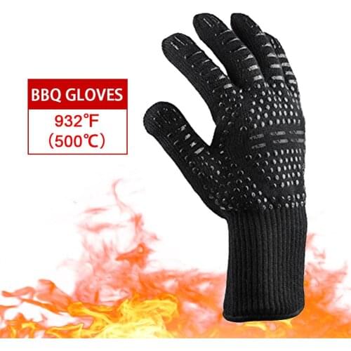 1 piece BBQ High Temperature Insulation GlovesFire Gloves Flame Retardant Non-slip Oven Baking Cooking Glove For Grill