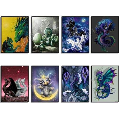 Full Square / Round Diamond Painting Crystal Mosaic Dragon Animal 5D Diamond Embroidery Beaded Cross Stitch Pixel Hobby & Crafts