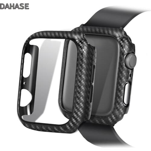 Frame Carbon Fiber Watch Cover For Apple Watch 44mm 40mm 42mm 38mm Case Series 5 4 3 2 1 Protective Protect Shell Bumper