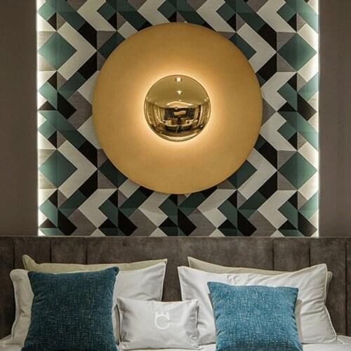 Modern Iron Art LED Wall Lamp Round Living Room Sofa Background Aisle Porch Lamp Nordic Creative Round Shape Wall Lamp Fixtures