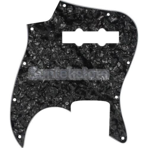 SPMART Black Pearl Pickguard 3 Ply 10 Hole For Jazz J Bass Guitar